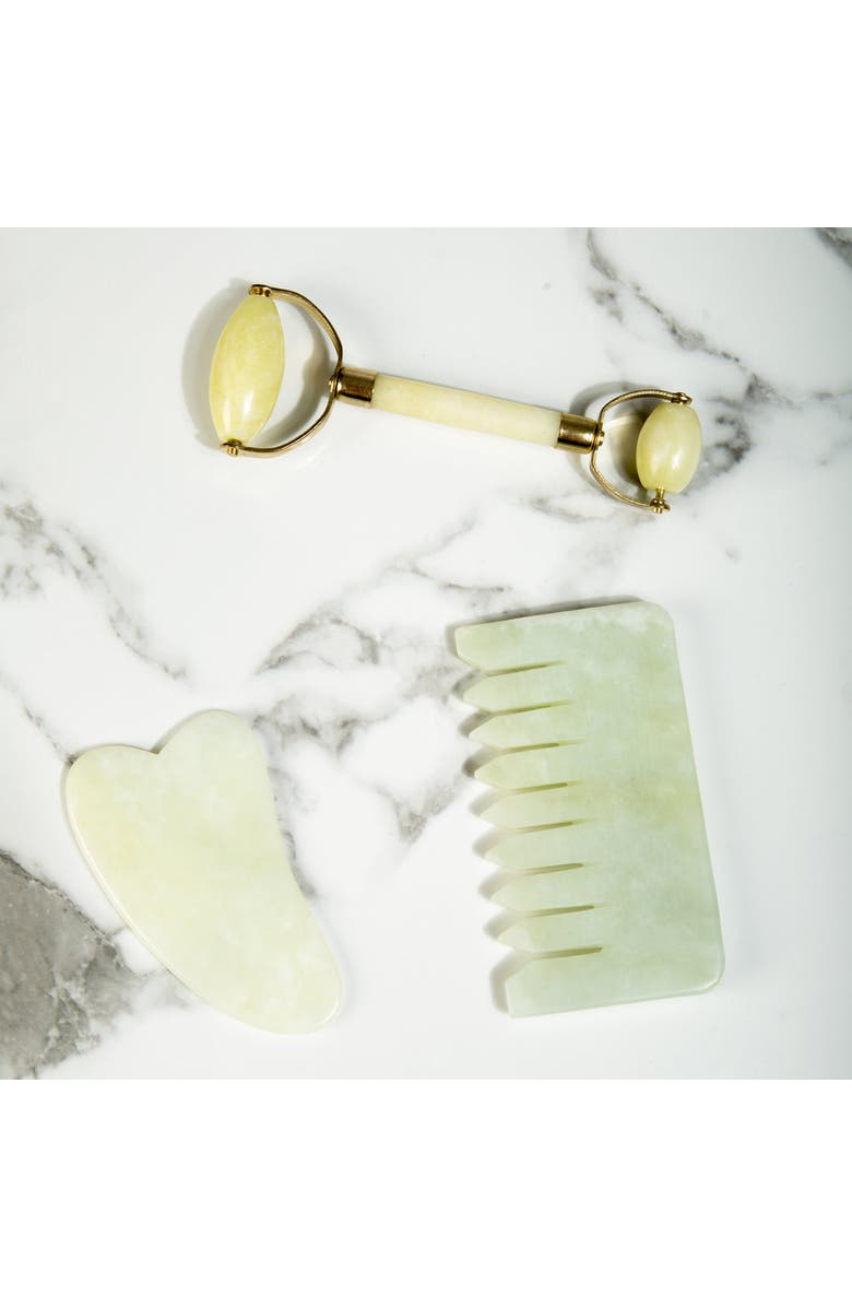 White Lotus Beauty Genuine Premium Jade Gua Sha, Alternate, color, Green