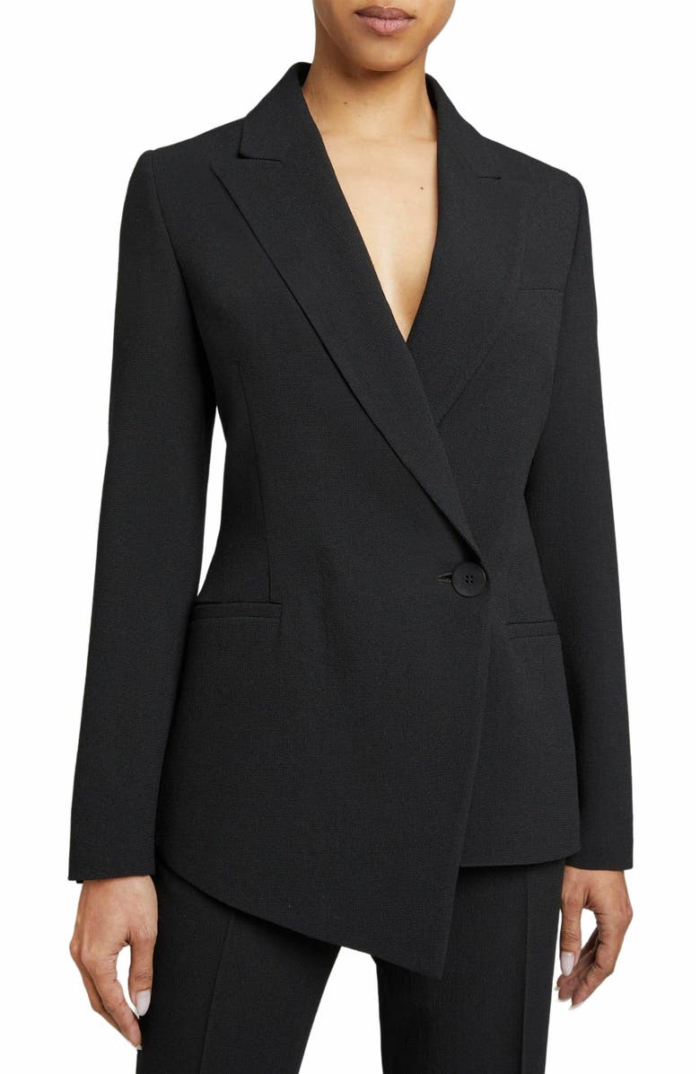Santorelli MARA Asymmetrical Blazer in Luxury Wool Crepe, Alternate, color,