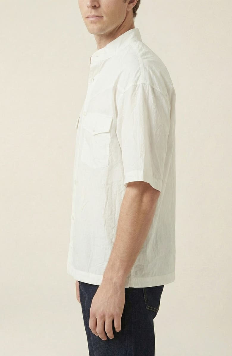Modenaire Stand Collar Short Sleeve Shirt, Alternate, color, Off-White