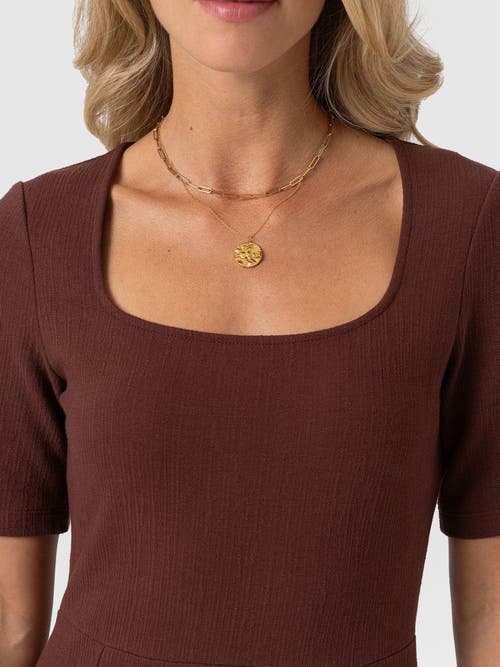 Saint + Sofia Akia Short Sleeve Dress In Brown