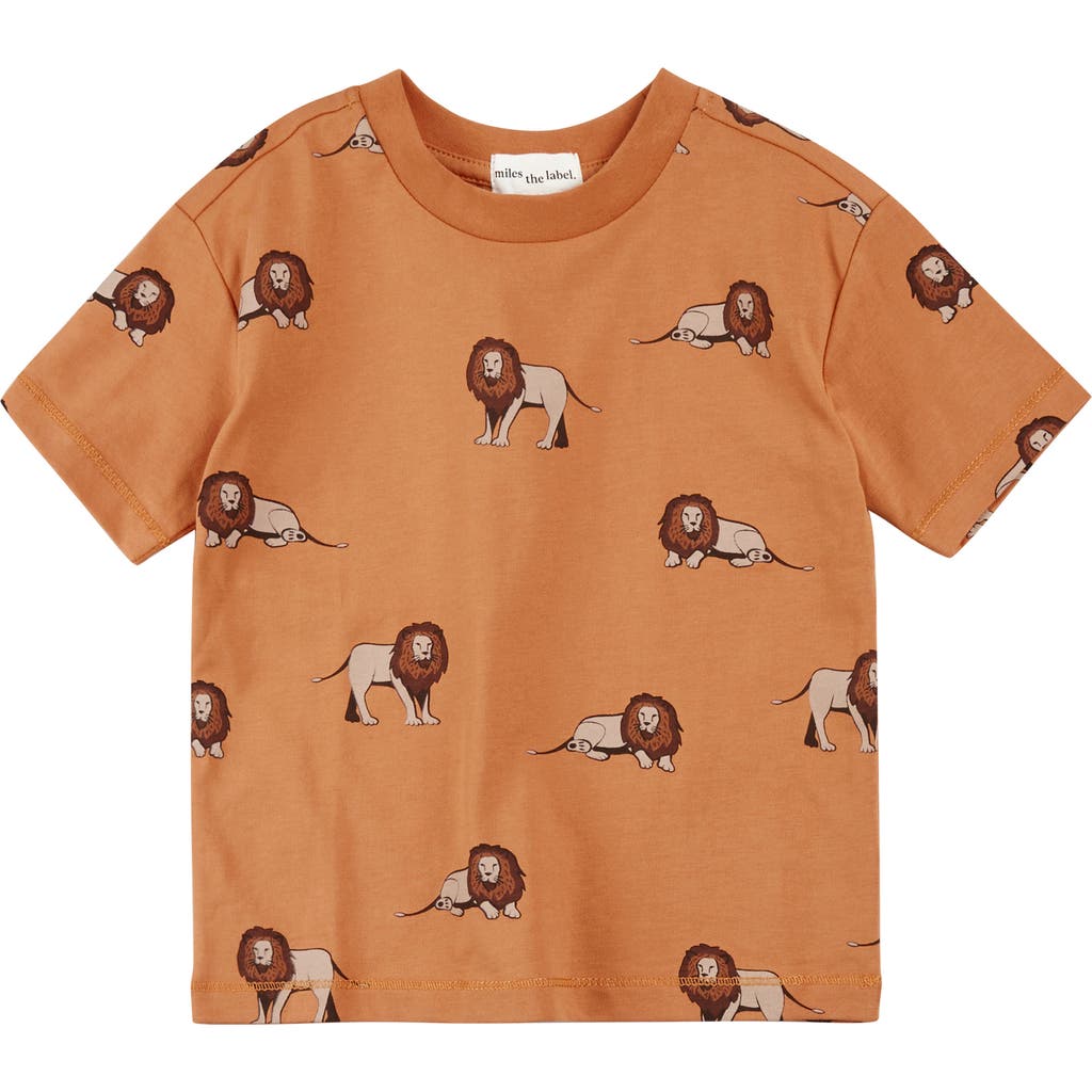Miles The Label Kids' Lion Graphic T-shirt In Orange