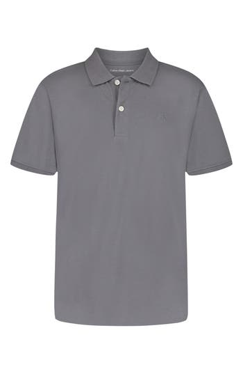 Calvin Klein Kids' Cotton Knit Polo In Gray