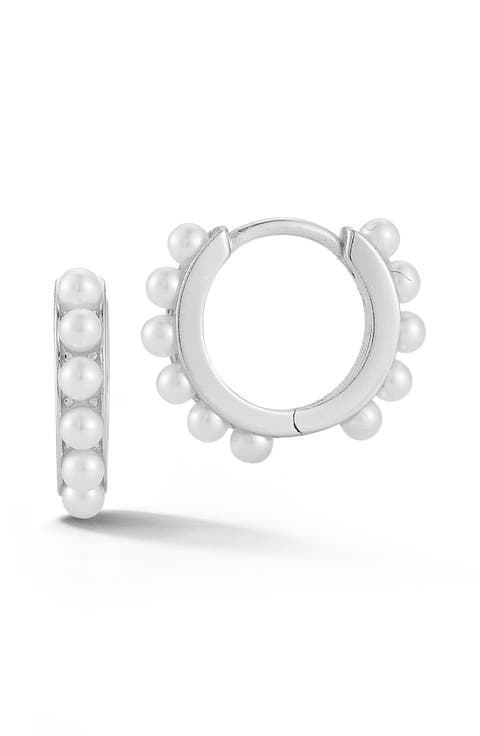 Cultured Pearl Huggie Hoop Earrings