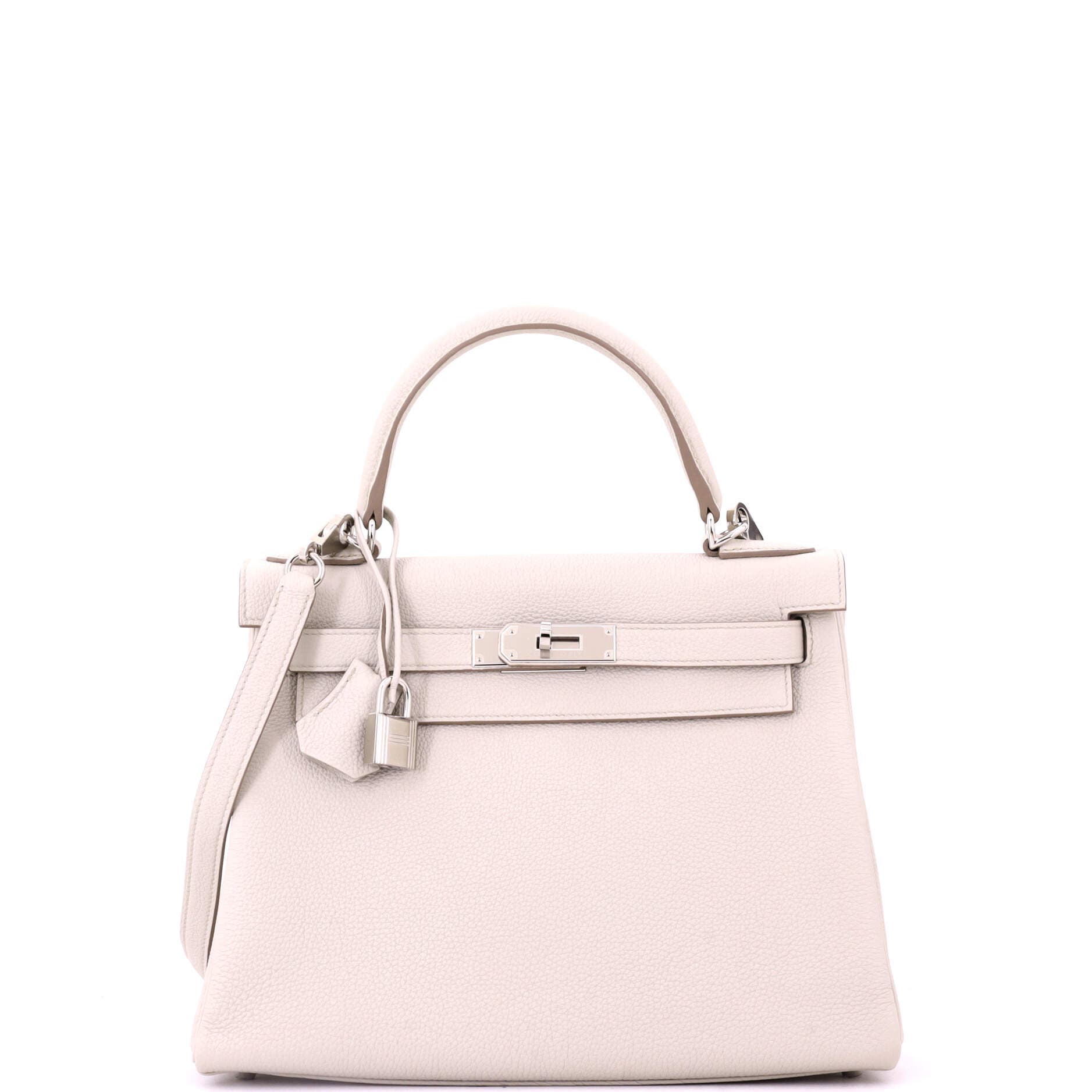 Pre-Owned Hermes Kelly Handbag Light Togo with Palladium Hardware 28, Main, color, Beton