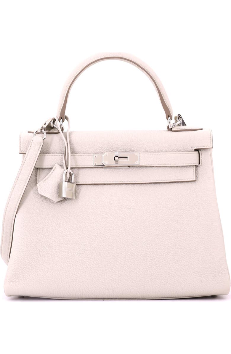 Pre-Owned Hermes Kelly Handbag Light Togo with Palladium Hardware 28, Main, color, Beton