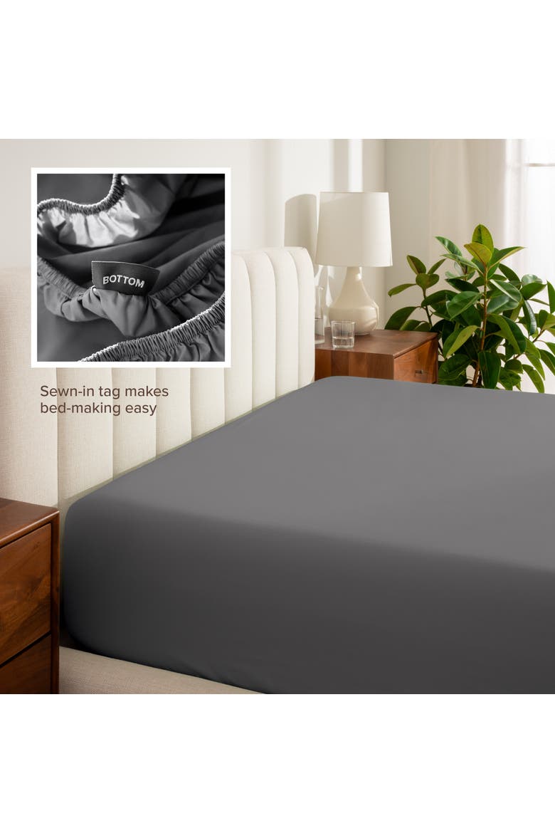 100% Organic Cotton Percale Sheet Set - Split King, Alternate, color, Grey