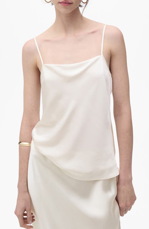 Mango Draped Satin Camisole In White