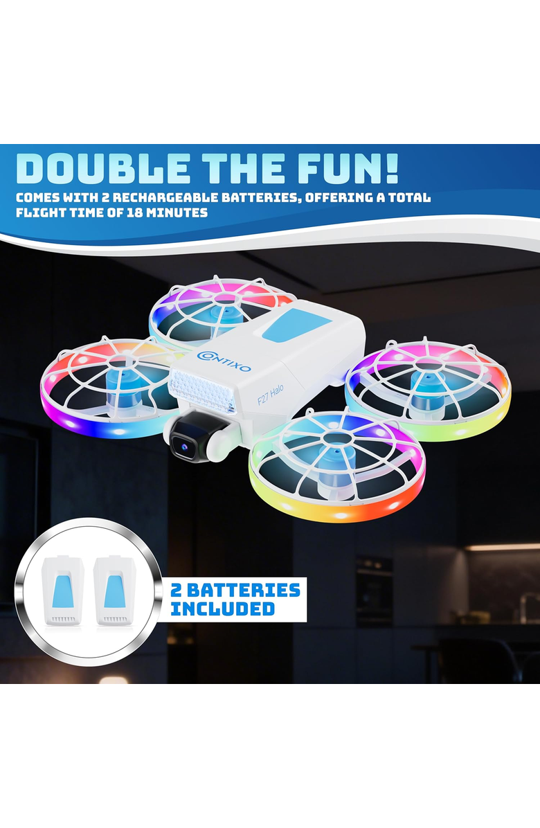 CONTIXO Foldable Drone with Screen Remote Control, Alternate, color, White