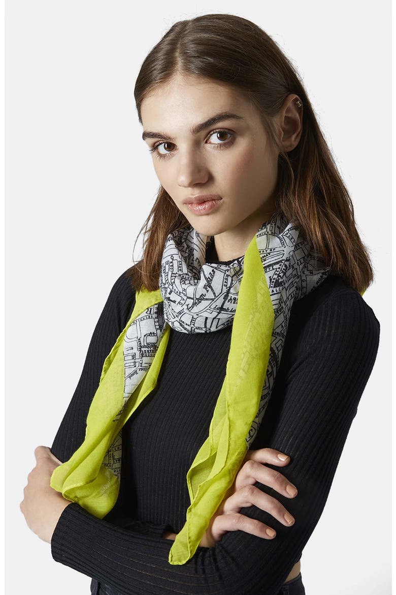 Hackney Map Scarf, Alternate, color, MONOCHROME