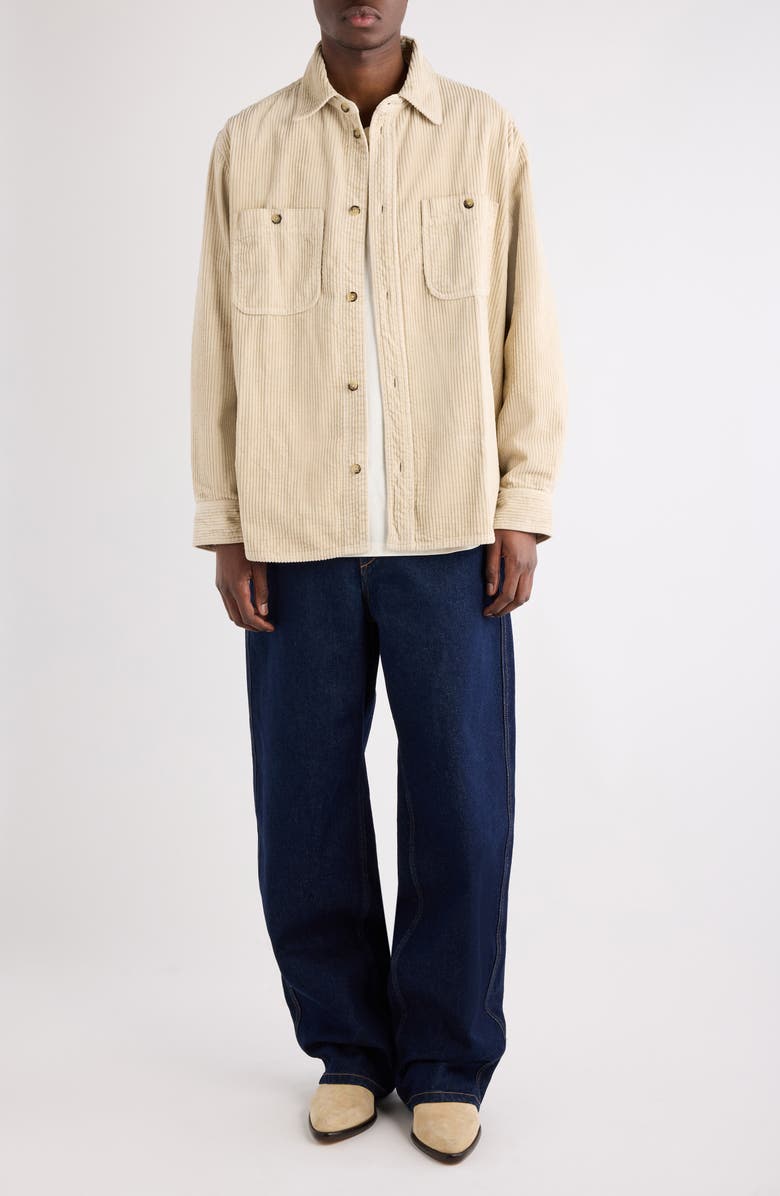 Isabel Marant Nario Cotton Corduroy Button-Up Overshirt, Alternate, color, Ecru