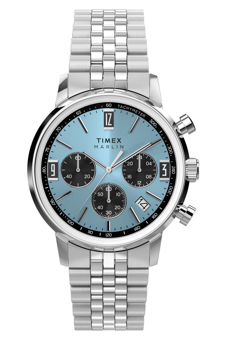 Marlin® Chronograph Bracelet Watch, 40mm, Main, color, STAINLESS STEEL