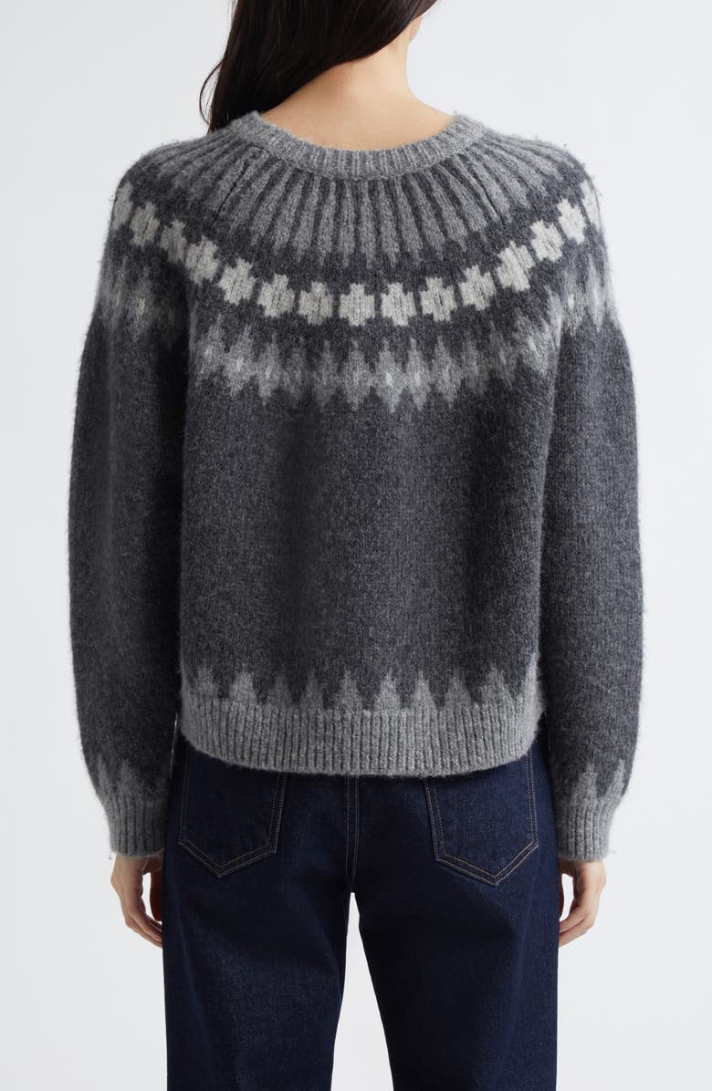 Nili Lotan Alena Sweater, Alternate, color, Dark Grey Melange Fair Isle