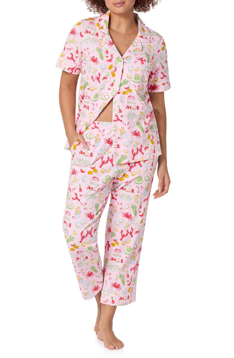 BedHead Pajamas Stretch Cotton Crop Pajamas, Alternate, color, French Quarter
