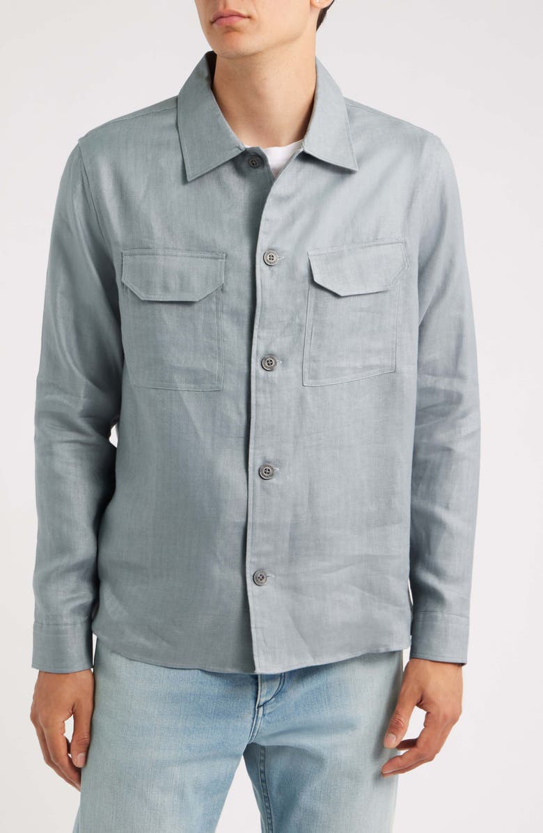 Reiss Polasio Linen Overshirt, Alternate, color, Teal Blue