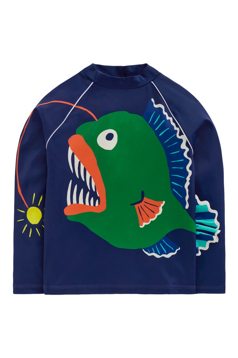Kids' Sun Safe Fun Long Sleeve Rashguard, Main, color, ANGLERFISH PRINT