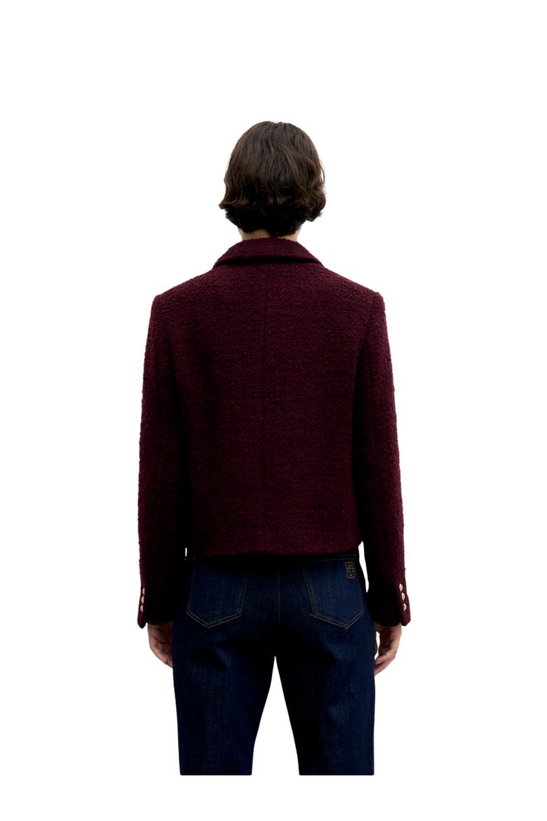 Cropped Long Sleeve Jacket, Alternate, color, Wine