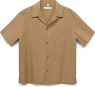MANGO Oversize Cotton & Linen Camp Shirt