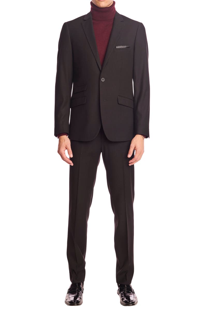 PAISLEY & GRAY Downing Slim Fit Flat Front Dress Pants, Alternate, color, Black Twill