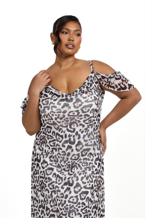 Fashion-szn Curve Off The Shoulder Leopard Maxi Dress In Animal Print