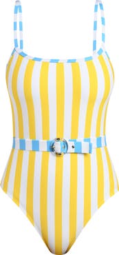 La Blanca Coastal Belted Stripe One-Piece Swimsuit