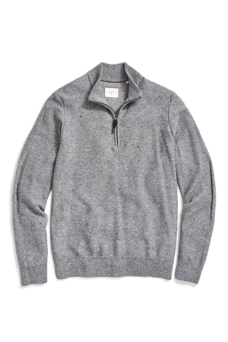 Bird's Eye Half Zip Sweater, Alternate, color, GREY MELANGE