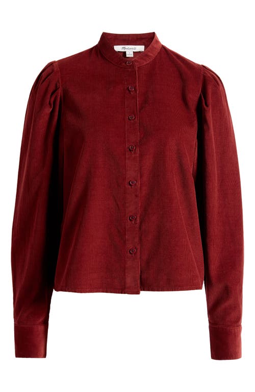 Madewell Puff Sleeve Corduroy Button-up Shirt In Red