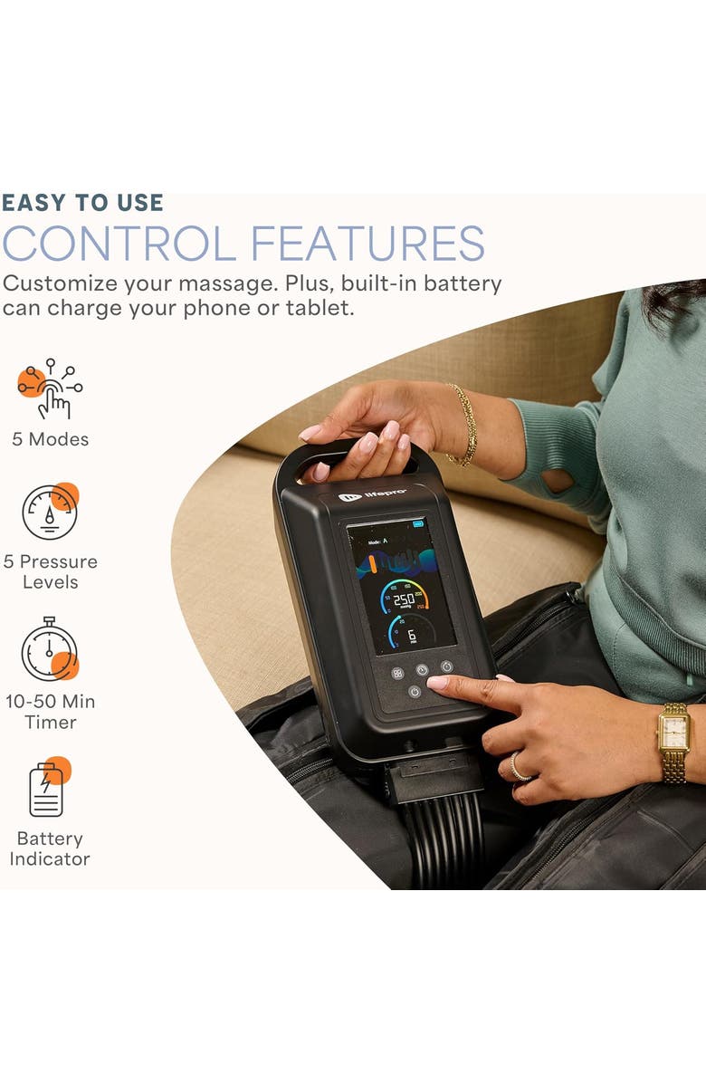 Lifepro Axis Pro Full Air Leg Compression Massager with Heat for Calf, Thigh & Foot Recovery 8-Chamber, Alternate, color, Pro Black