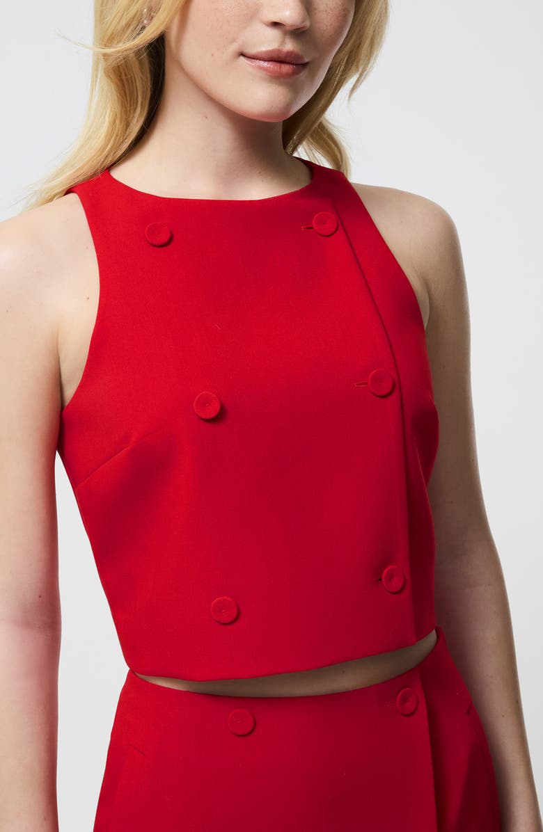 French Connection Azra Double Breasted Sleeveless Crop Top, Alternate, color, Mars Red