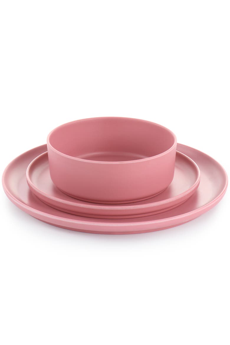 Canyon Crest 12 Piece Round Melamine Dinnerware Set, Alternate, color, Pink