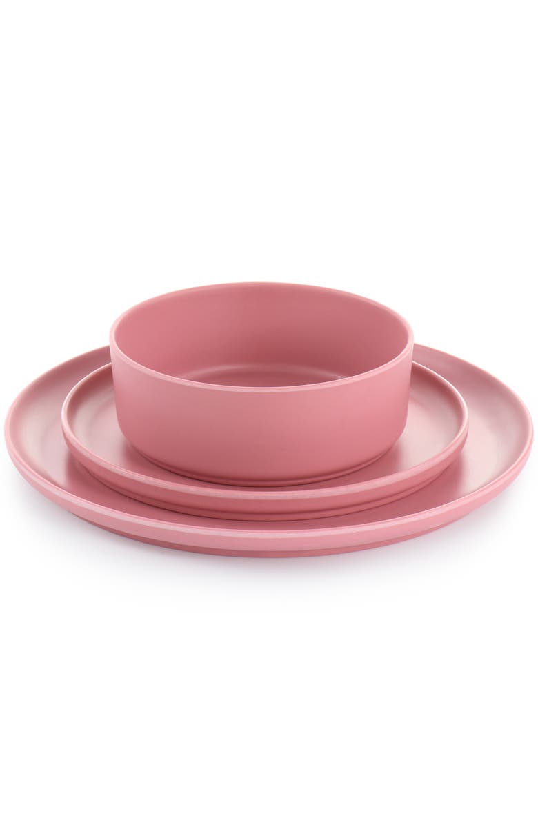 Gibson Home Canyon Crest 12 Piece Round Melamine Dinnerware Set, Alternate, color, Pink