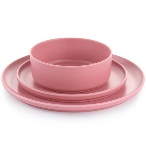 Gibson Home Canyon Crest 12 Piece Round Melamine Dinnerware Set In Pink