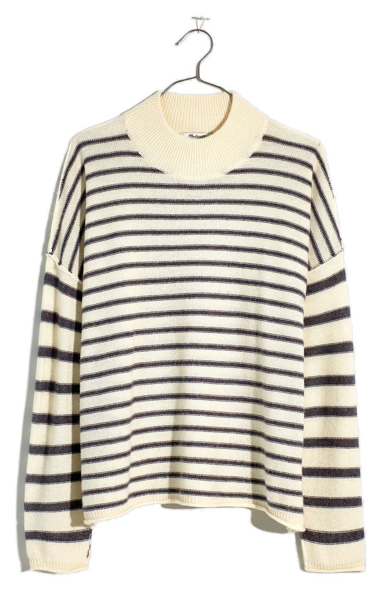 Madewell Stripe Play Mock Neck Pullover Sweater, Alternate, color, 
