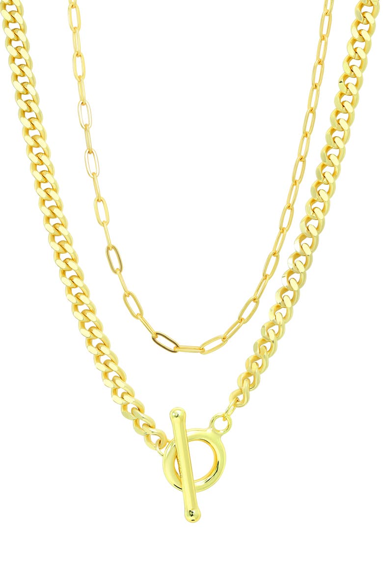 CANDELA JEWELRY Paper Clip Cuban Toggle Necklace, Main, color, Gold