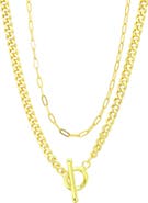 CANDELA JEWELRY Paper Clip Cuban Toggle Necklace