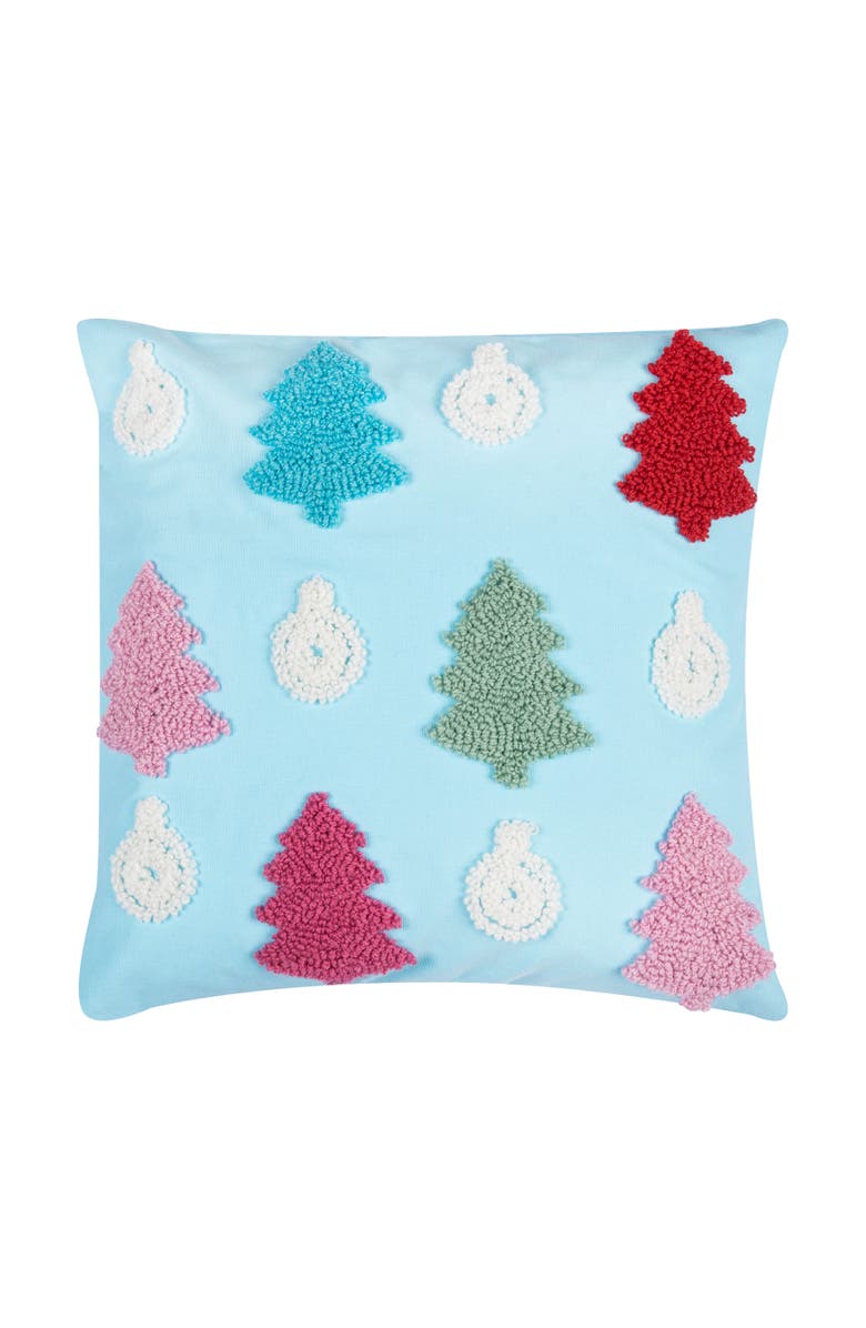 C&F Home Trees Hooked Throw Pillow, 18" x 18", Main, color, Blue