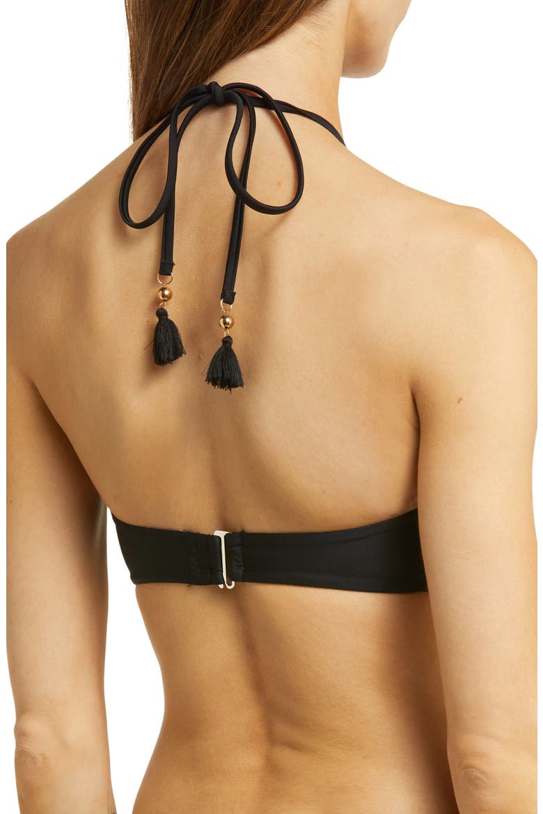 Ellen Rosette Halter Bikini Top, Alternate, color, BLACK