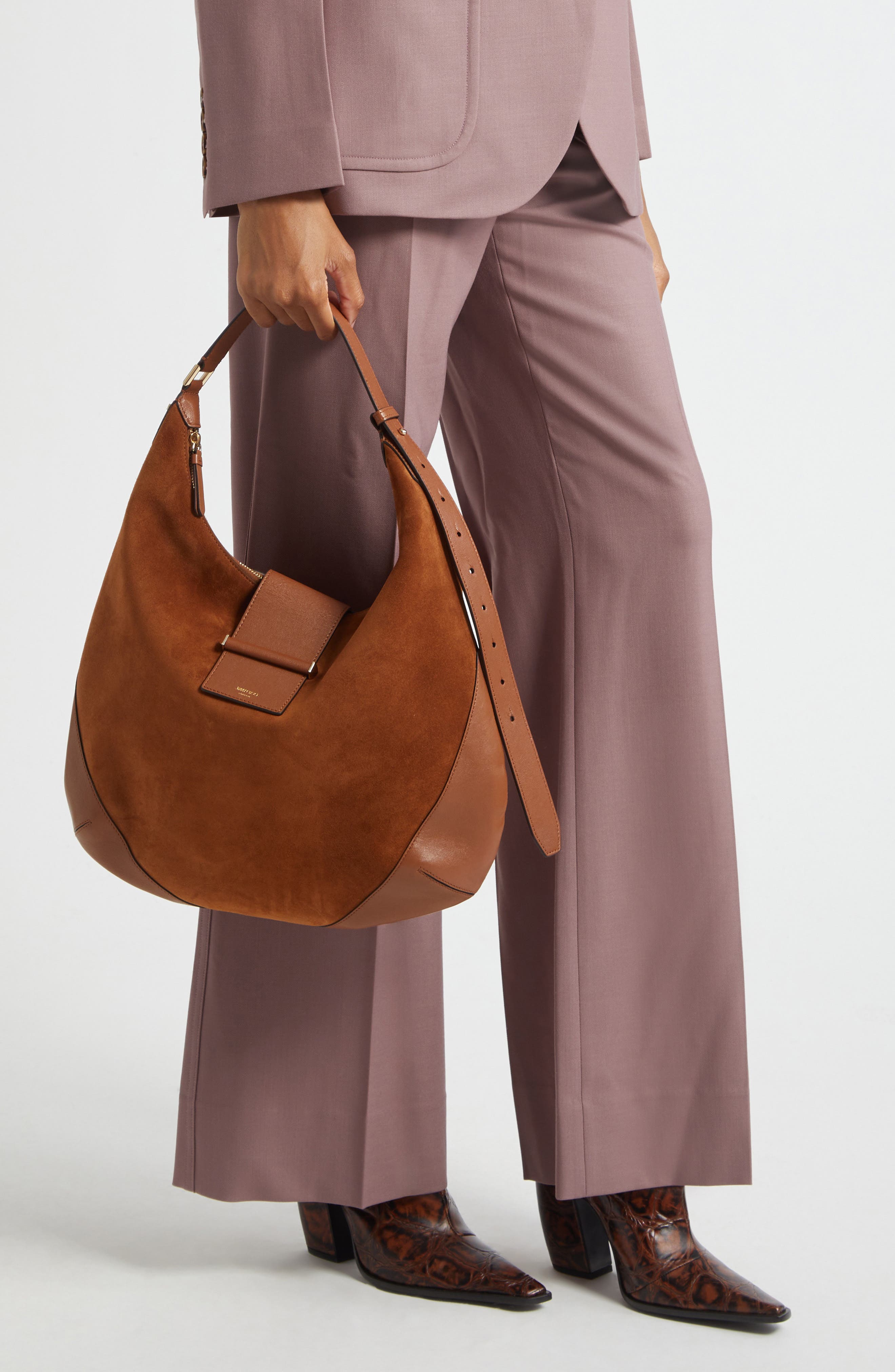 Jimmy Choo Bar Medium Leather Hobo Shoulder Bag, Alternate, color, 