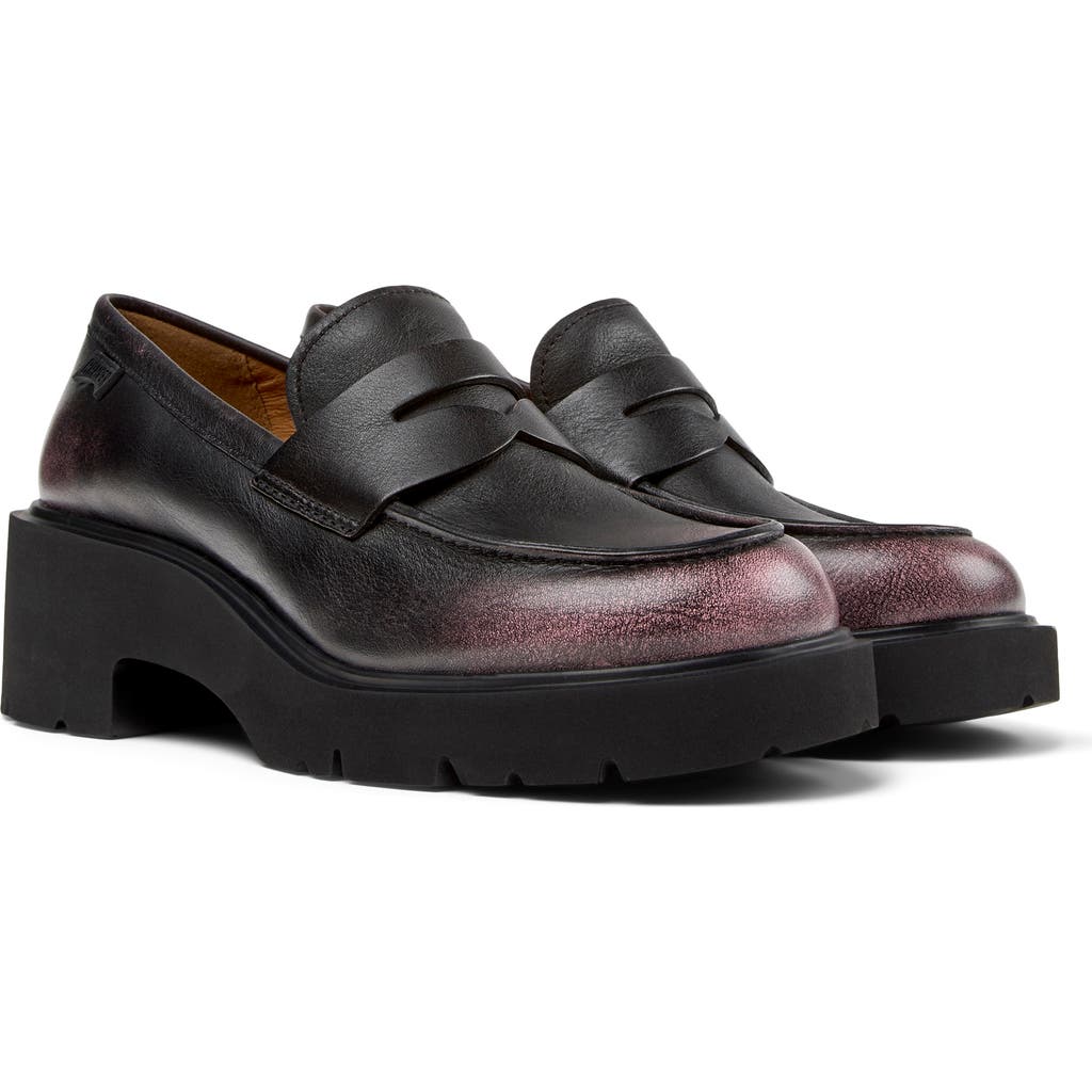 Camper Milah Penny Leather Loafers In Black