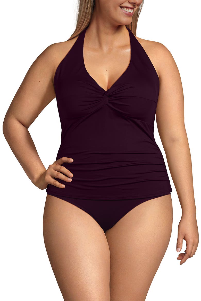 Twist Halter Tankini Top, Main, color, Dark Wine