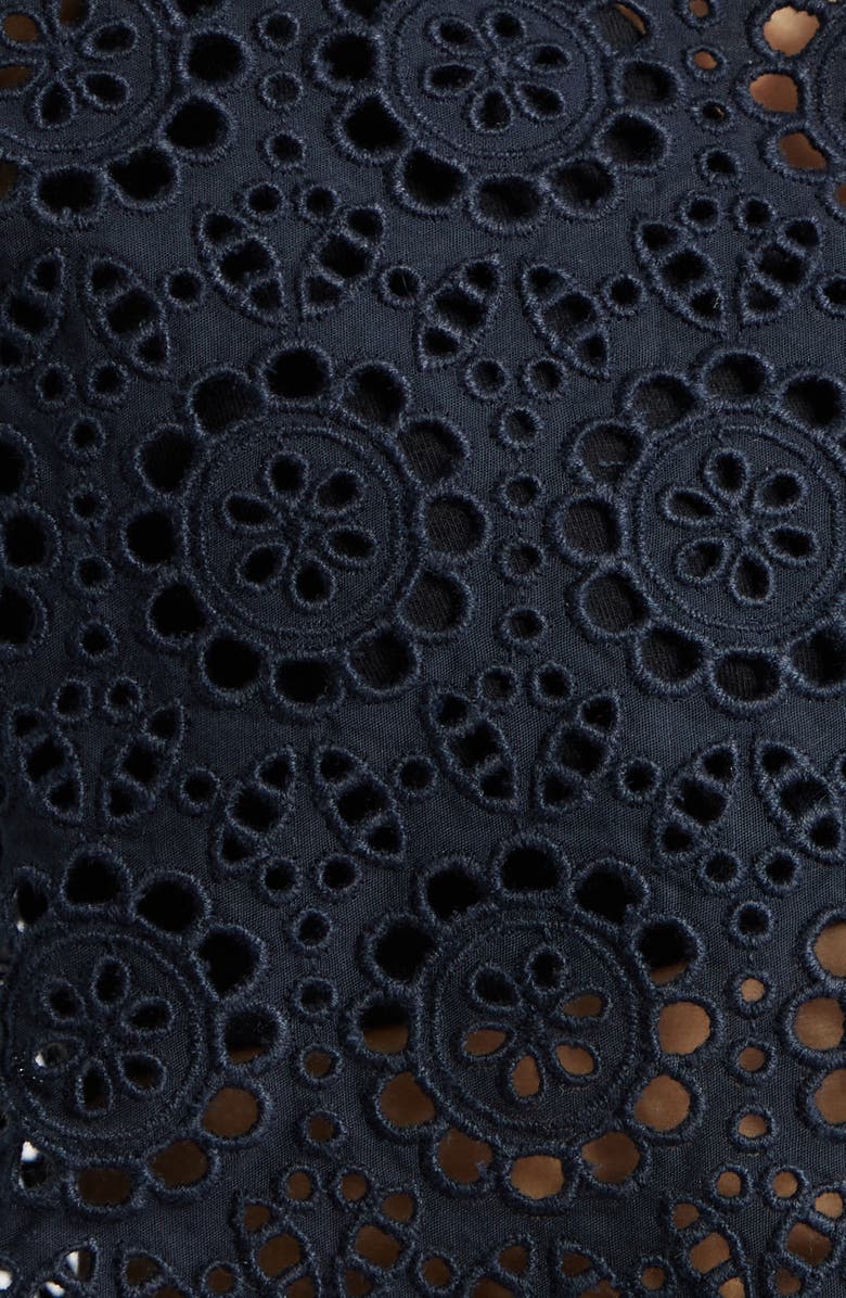 FRAME The Petal Eyelet Crop Shirt, Alternate, color, Navy