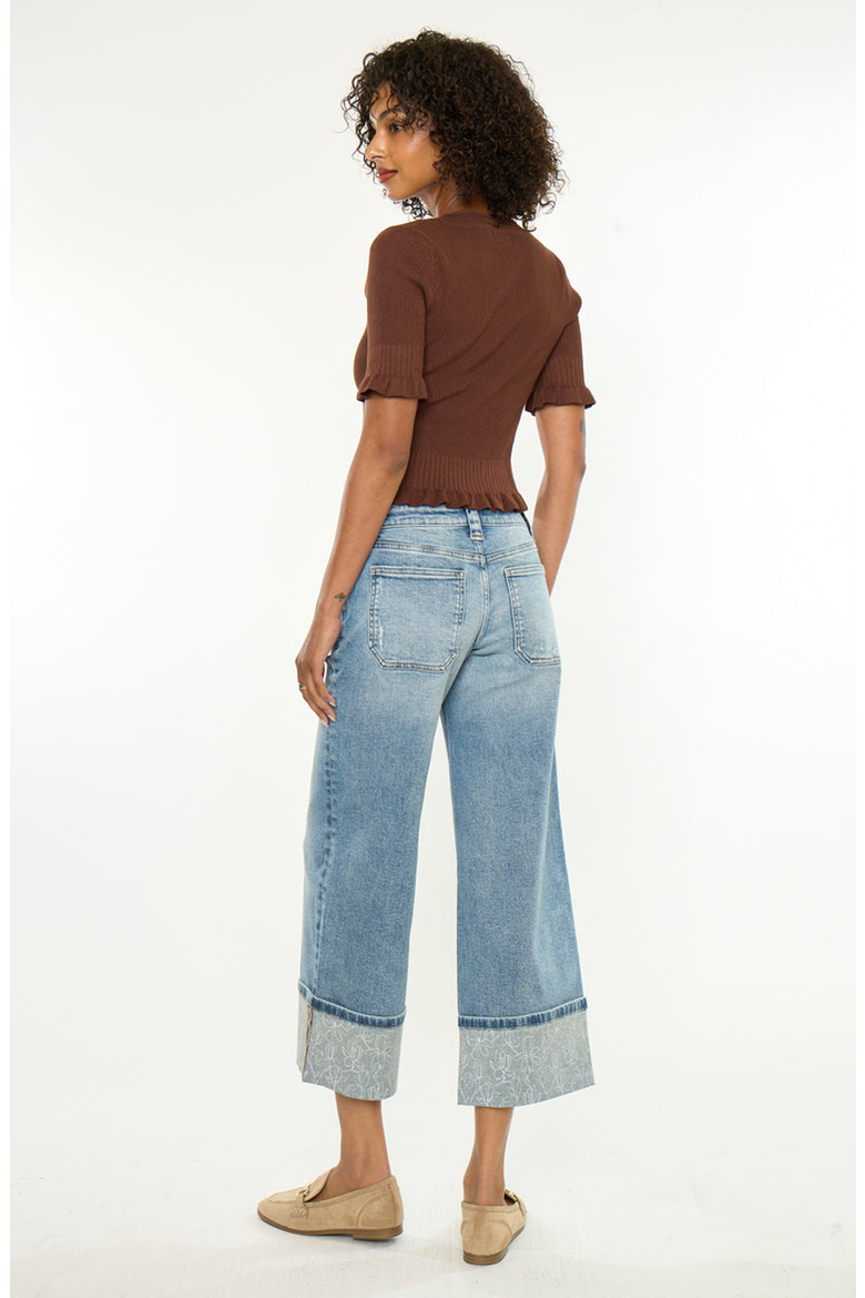 Anley Mid Rise Crop Wide Jeans, Alternate, color, Medium Wash