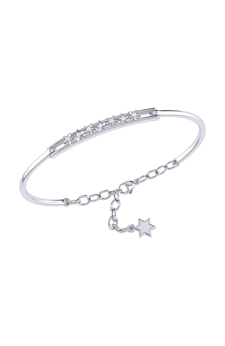 LuvMyJewelry Starry Lane Sterling Silver Diamond Bangle, Main, color, 