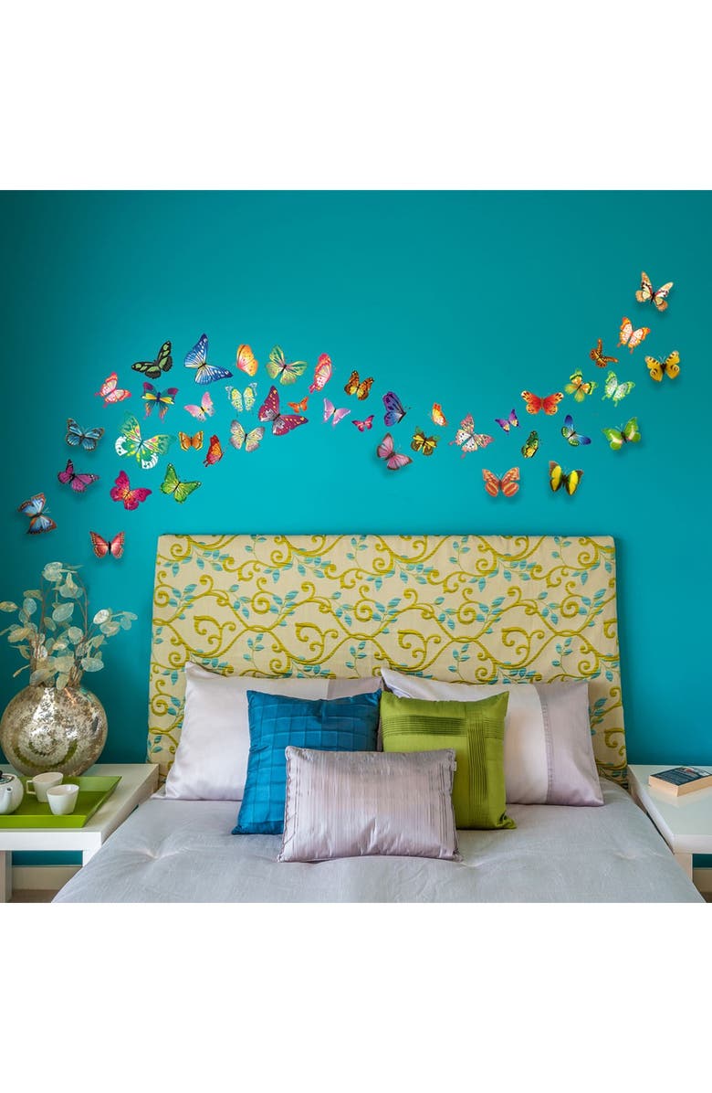 WALPLUS Colourful Butterflies Decal with 3D Effect, Main, color,