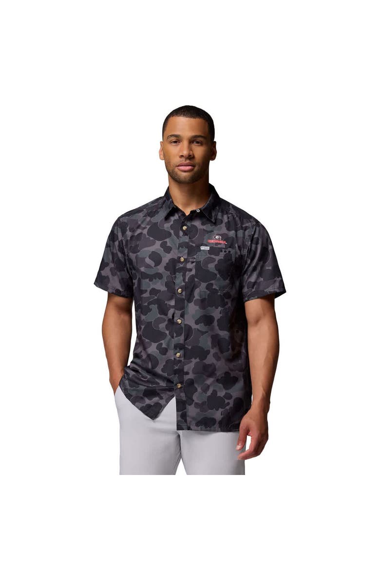 Men's Columbia Black Georgia Bulldogs Super Slack Tide Omni-Wick Button-Up Shirt, Main, color, Black