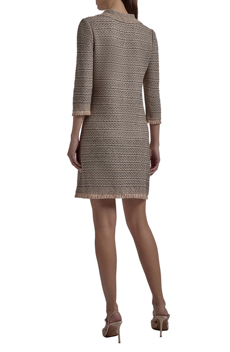 Misook Heritage Fit Fringe Trim Intarsia Sweater Dress, Alternate, color, 