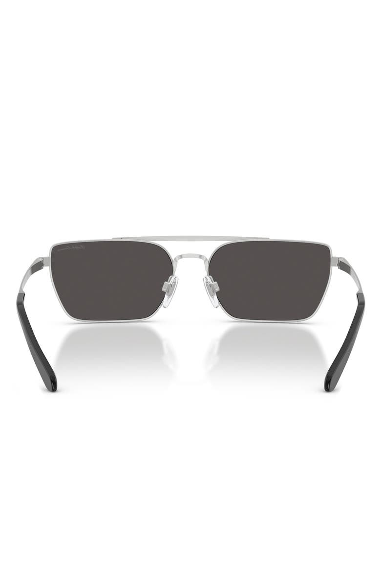 Ralph Lauren 58mm Rectangle Sunglasses, Alternate, color, Shiny Silver / Dark Grey