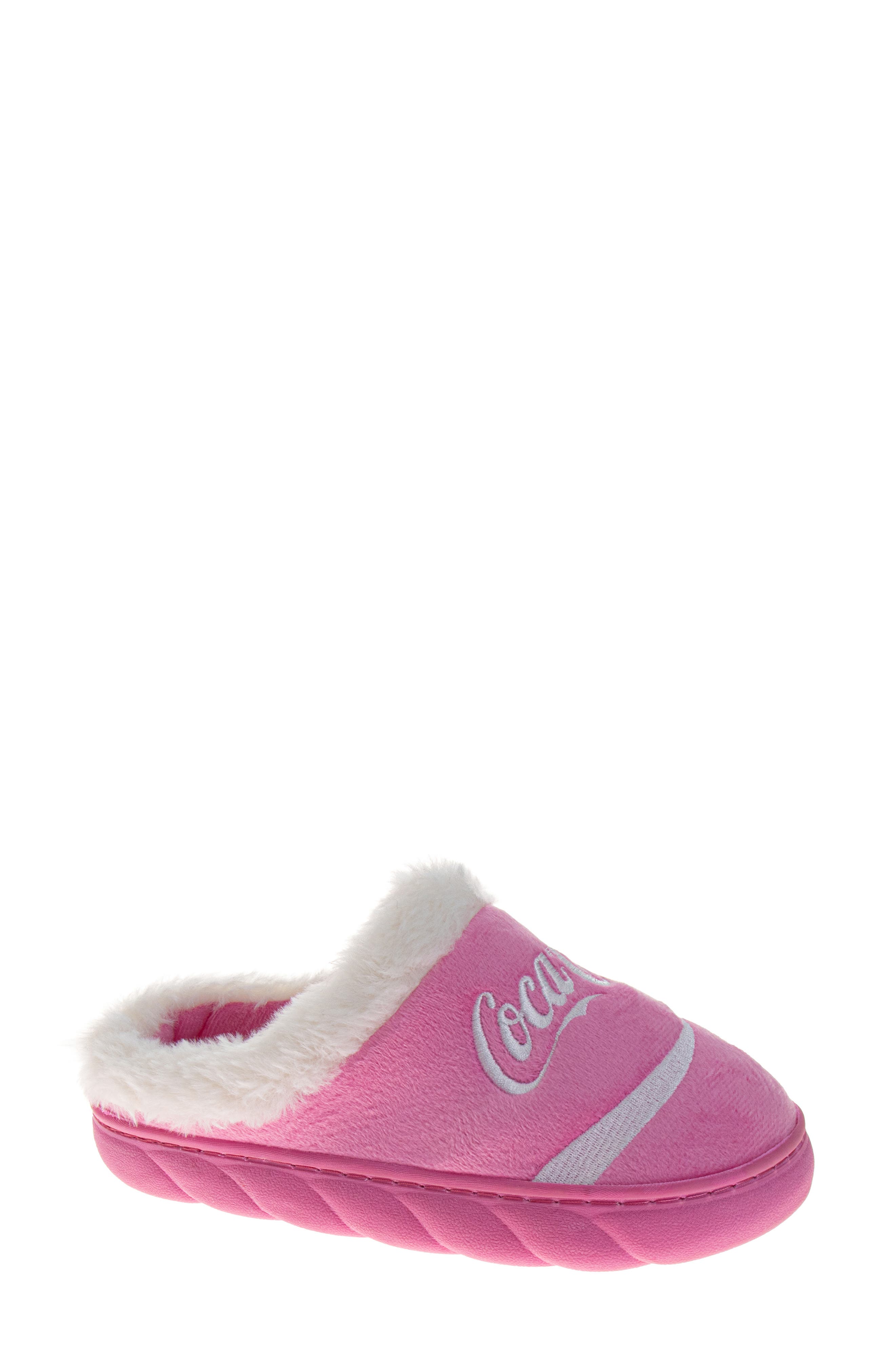 JOSMO Coca-Cola<sup>®</sup> Faux Fur Trim Slipper, Main, color, Pink