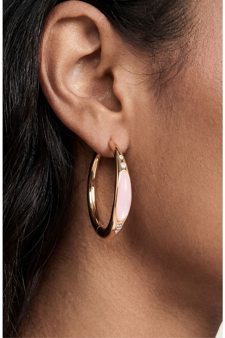 Solstice Hoop Earrings, Alternate, color, ROSE QUARTZ