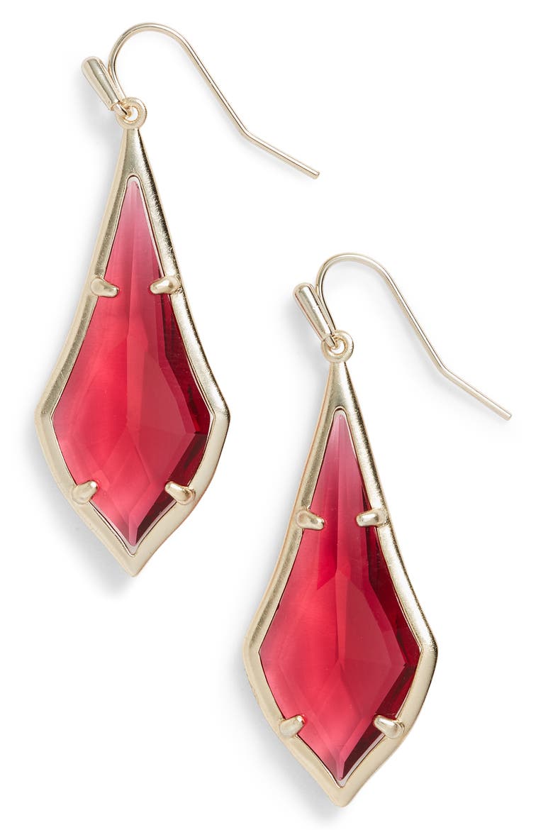 Olivia Drop Earrings, Main, color, BERRY/ BRASS