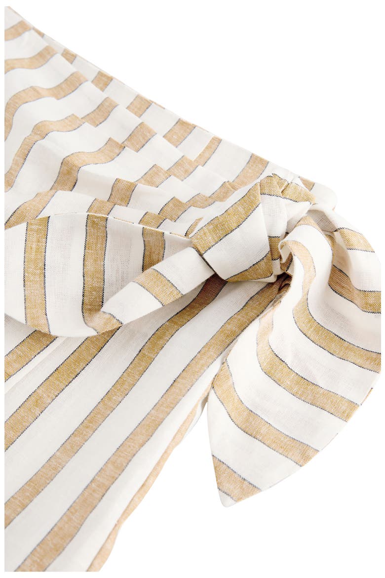 Stripe Linen Blend Faux Wrap Midi Skirt, Alternate, color, NEUTRAL